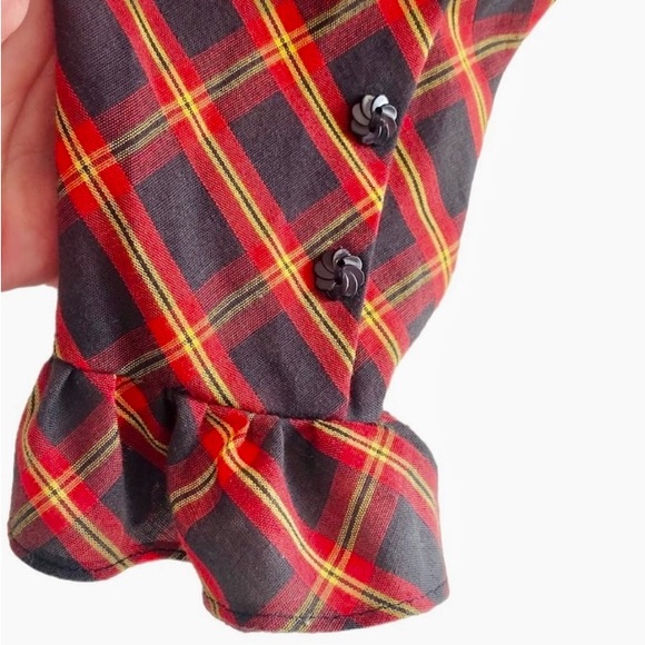 Vintage 80’s Red Plaid Ruffled Blouse - Picture 6 of 10